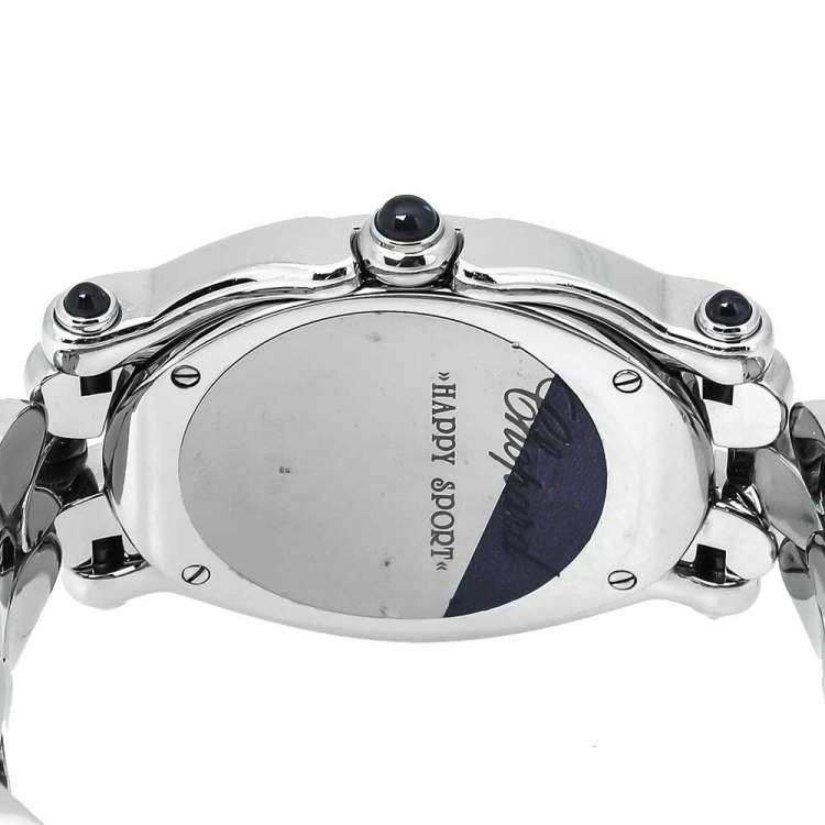 Pre Owned Chopard Mother Of Pearl Stainless Steel Diamond Happy Sport 27/8418-23 Women's Wristwatch 30 mm