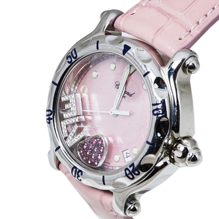 Chopard Pink Stainless Steel Diamonds Love Happy Sport 28 8950 401