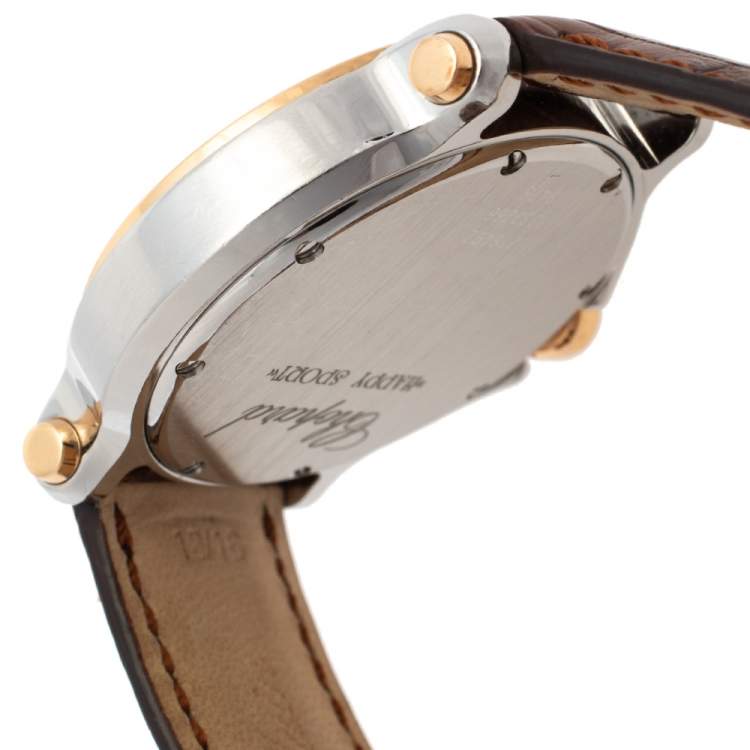 Pre Owned Chopard White 18K Rose Gold & Stainless Steel Happy Sport 278492 Women's Wristwatch 36 mm