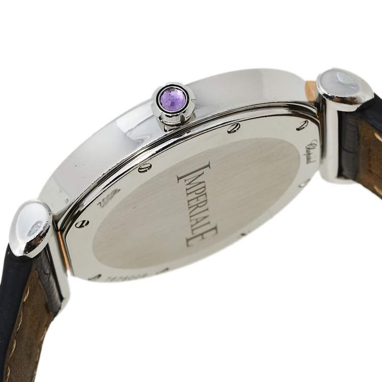Pre Owned Chopard Silver Mother of Pearl 18K Rose Gold & Stainless Steel Imperiale 388532-6001 Women's Wristwatch 36 mm