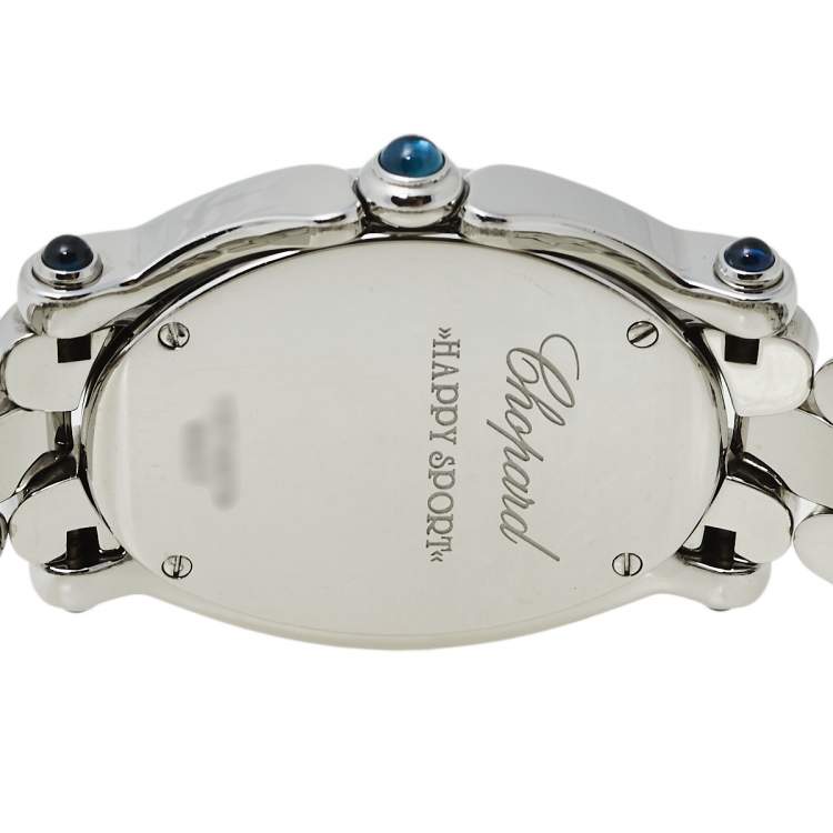 Pre Owned Chopard White Stainless Steel Diamonds Happy Sport 278418-3002 Women's Wristwatch 30 mm