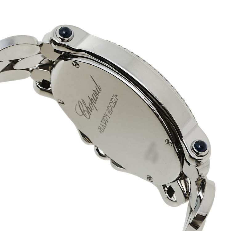 Pre Owned Chopard White Stainless Steel Diamonds Happy Sport 278418-3002 Women's Wristwatch 30 mm