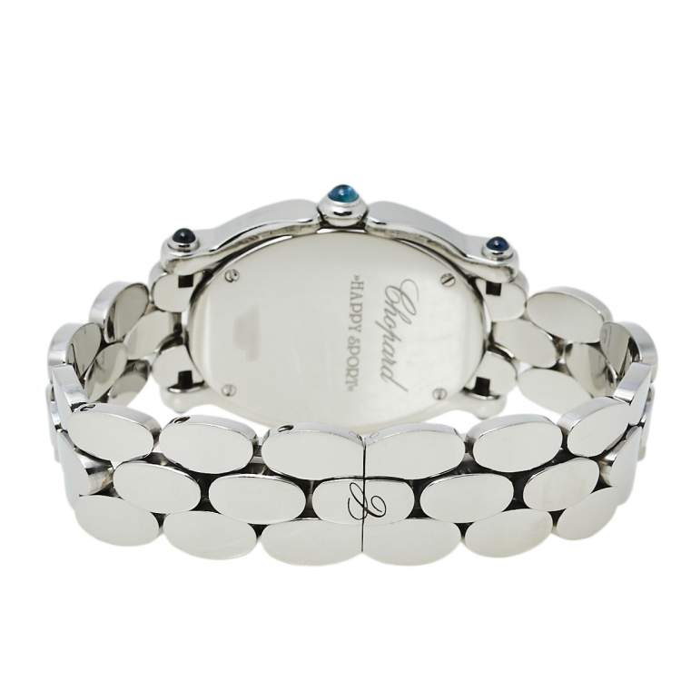 Pre Owned Chopard White Stainless Steel Diamonds Happy Sport 278418-3002 Women's Wristwatch 30 mm