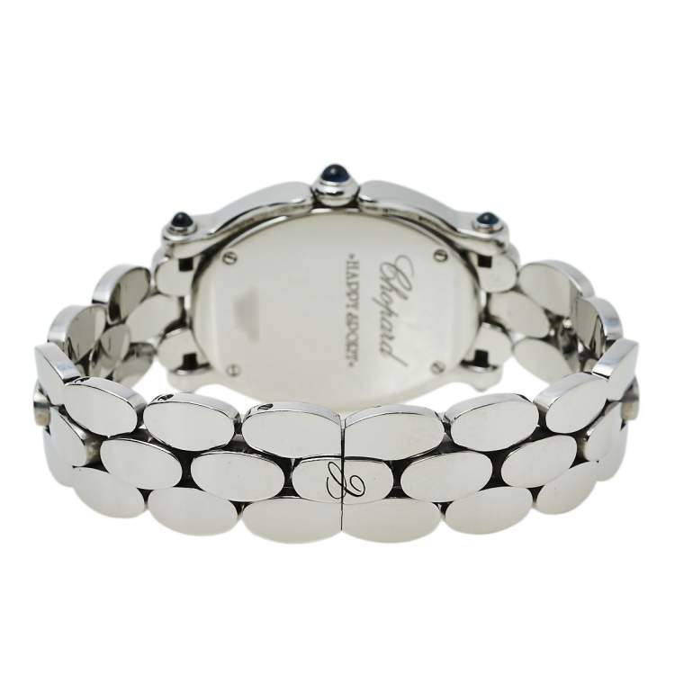 Pre Owned Chopard Mother of Pearl Stainless Steel Diamond Happy Sport 278418-3004 Women's Wristwatch 30 mm