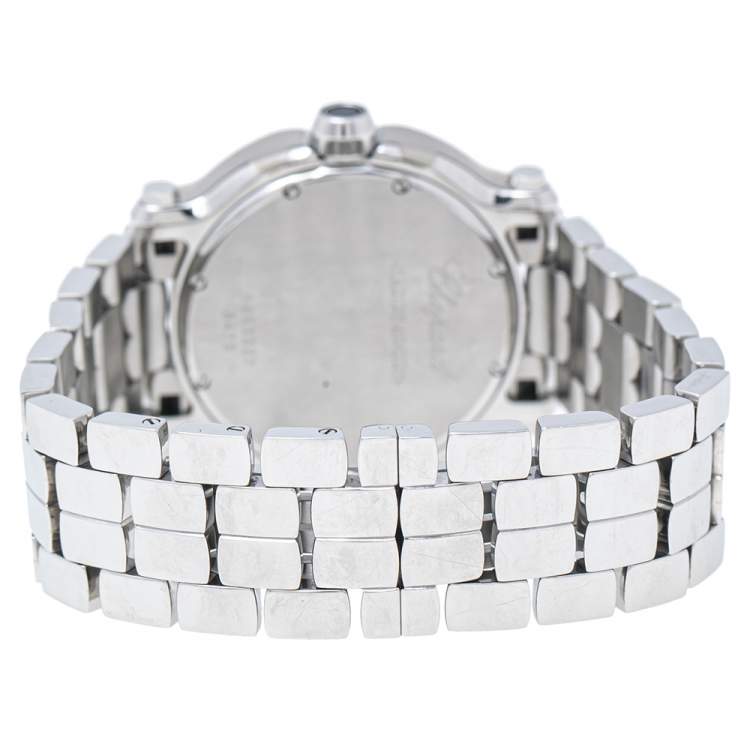 Pre Owned Chopard White Stainless Steel Happy Sport 8475 Women's Wristwatch 36 mm
