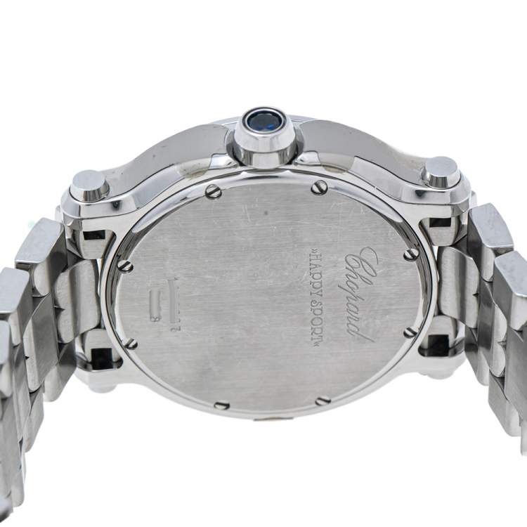 Pre Owned Chopard White Stainless Steel Happy Sport 8475 Women's Wristwatch 36 mm