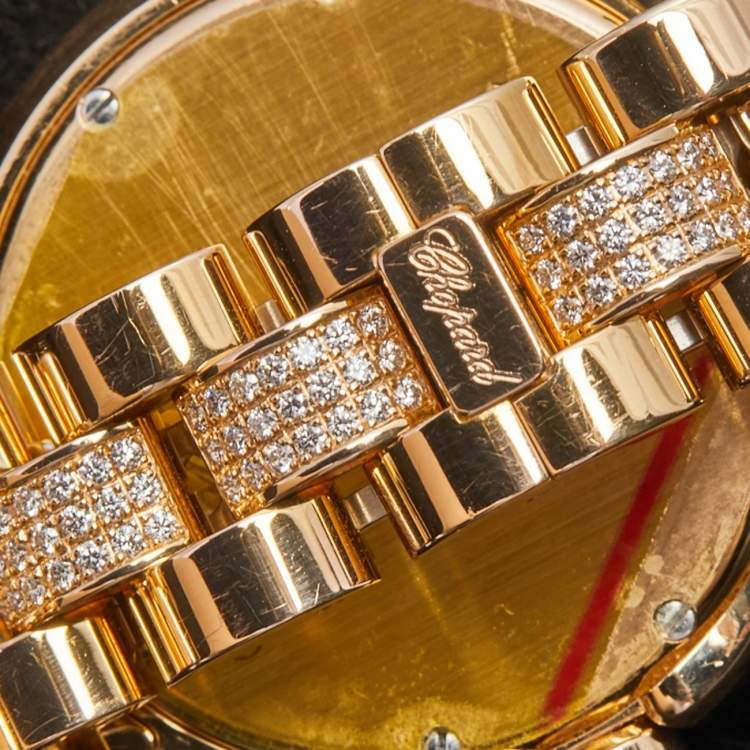 Pre Owned Chopard Mother of Pearl 18K Rose Gold Diamond Happy Sport 4183 Women's Wristwatch 36 mm