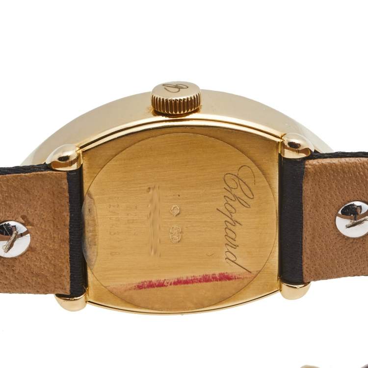 Pre Owned Chopard Mother of Pearl 18K Yellow Gold Satin 12/7437/8 Women's Wristwatch 23 mm