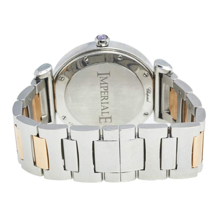 Pre Owned Chopard Silver Mother of Pearl 18k Rose Gold Stainless Steel Diamond Imperiale 388532-6004 Women's Wristwatch 36 mm