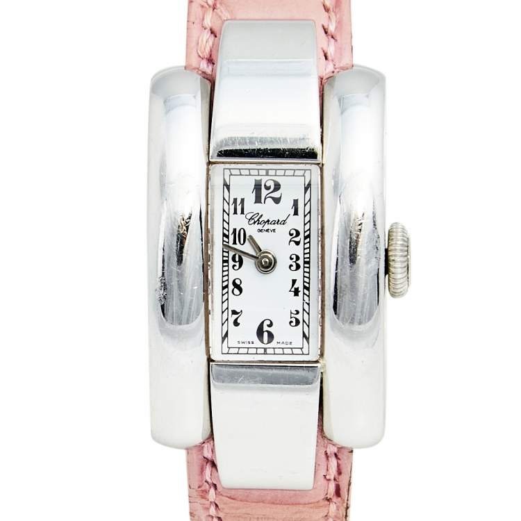 Pre Owned Chopard White 18k White Gold Alligator La Strada 41/7404/8 Women's Wristwatch 18 mm