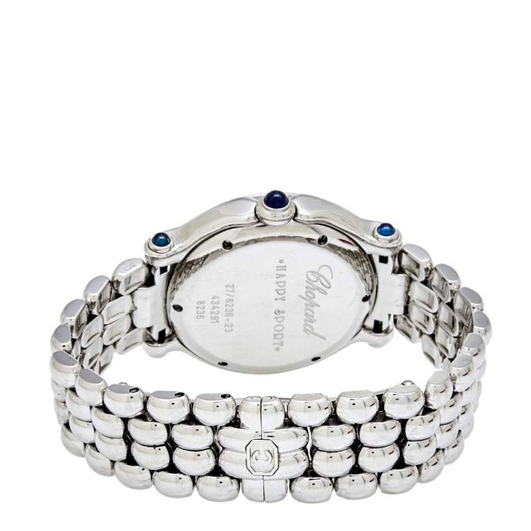 Pre Owned Chopard White Stainless Steel Diamond Happy Sport 27/8236 Women's Wristwatch 32 mm