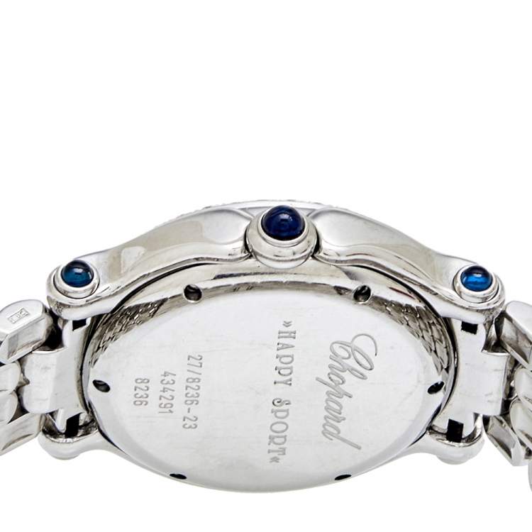 Pre Owned Chopard White Stainless Steel Diamond Happy Sport 27/8236 Women's Wristwatch 32 mm
