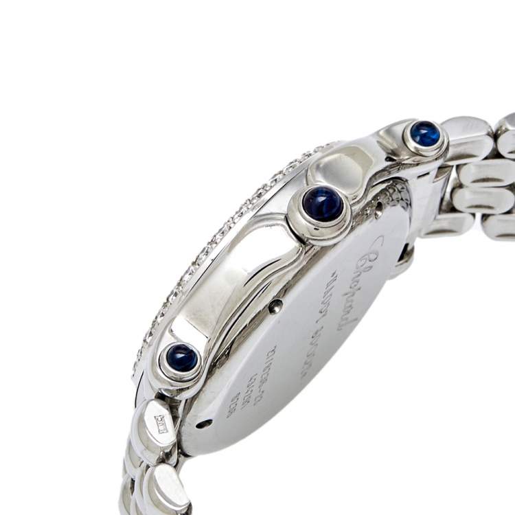 Pre Owned Chopard White Stainless Steel Diamond Happy Sport 27/8236 Women's Wristwatch 32 mm