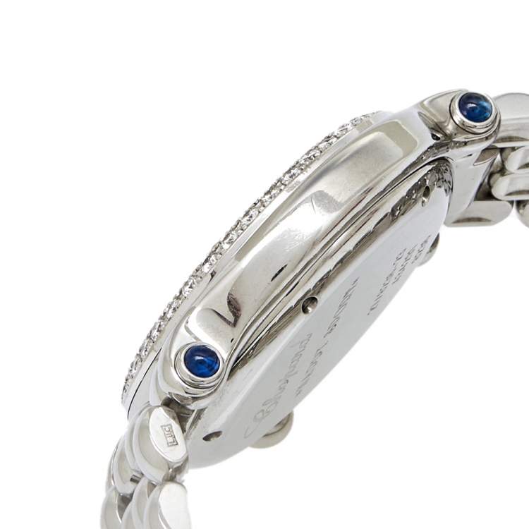 Pre Owned Chopard White Stainless Steel Diamond Happy Sport 27/8236 Women's Wristwatch 32 mm