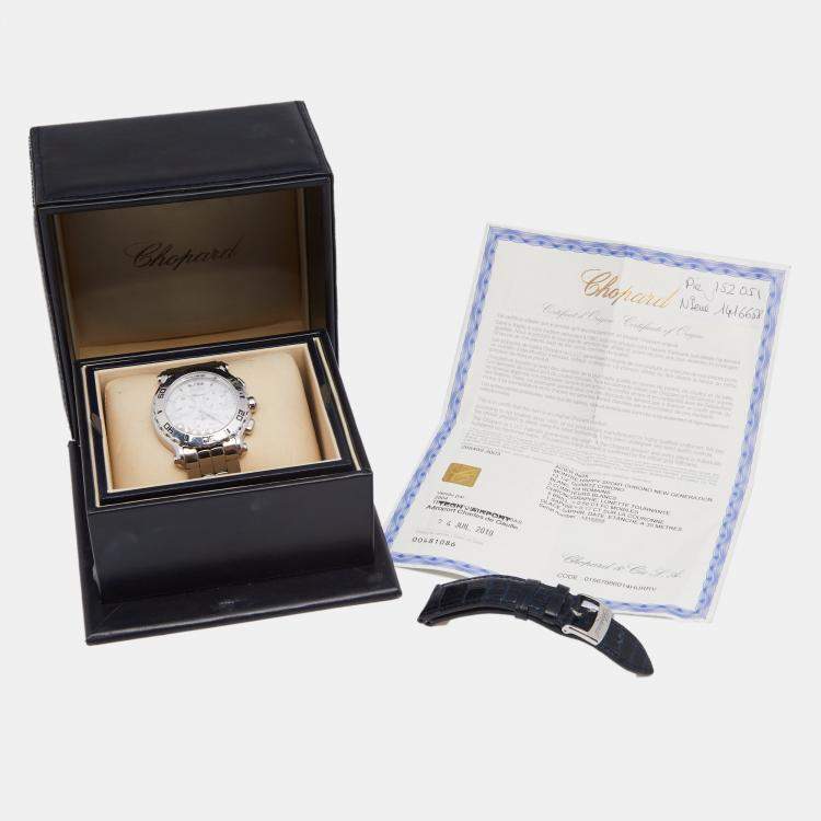 Pre Owned Chopard White Stainless Steel Diamond Happy Sport 288499-3003 Women's Wristwatch 42 mm