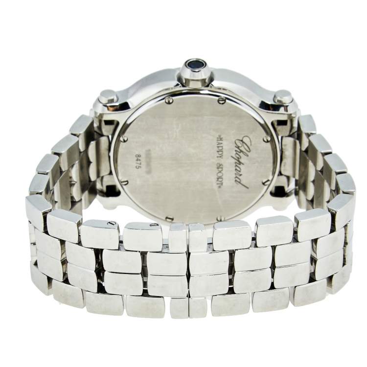 Pre Owned Chopard Mother of Pearl Stainless Steel Happy Sport 8475 Women's Wristwatch 35 mm