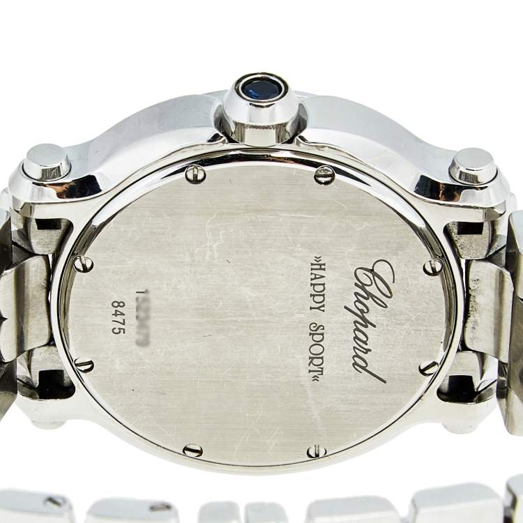 Pre Owned Chopard Mother of Pearl Stainless Steel Happy Sport 8475 Women's Wristwatch 35 mm