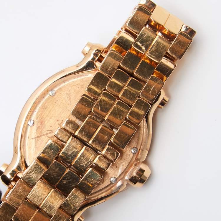 Pre Owned Chopard Mother of Pearl 18k Rose Gold Diamond Happy Sport 5350 Women's Wristwatch 30 mm