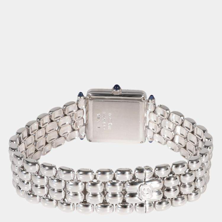 Pre Owned Chopard Silver Diamonds 18k White Gold Classic 10/6115-23 Women's Wristwatch 21.5 x 6.5 MM