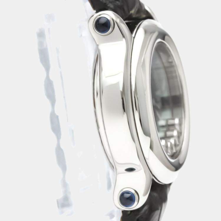 Pre Owned Chopard Black Diamonds Stainless Steel Happy Sport 27/8245-23 Quartz Women's Wristwatch 26 mm