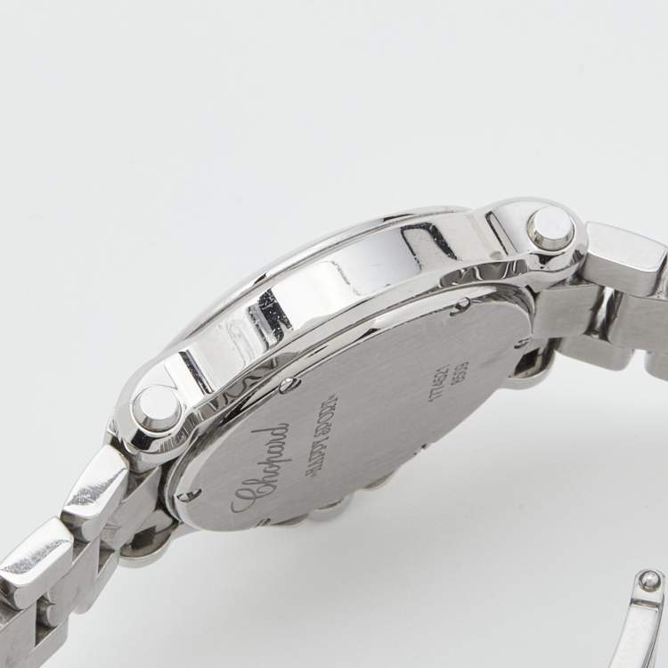 Pre Owned Chopard White Stainless Steel Diamond Happy Diamond 278509-3002 Women's Wristwatch 30 mm