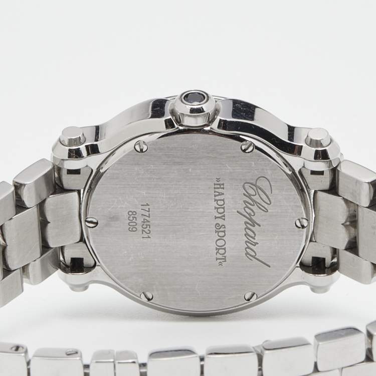 Pre Owned Chopard White Stainless Steel Diamond Happy Diamond 278509-3002 Women's Wristwatch 30 mm