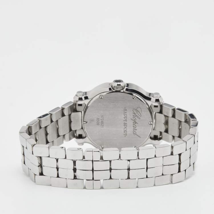 Pre Owned Chopard White Stainless Steel Diamond Happy Diamond 278509-3002 Women's Wristwatch 30 mm