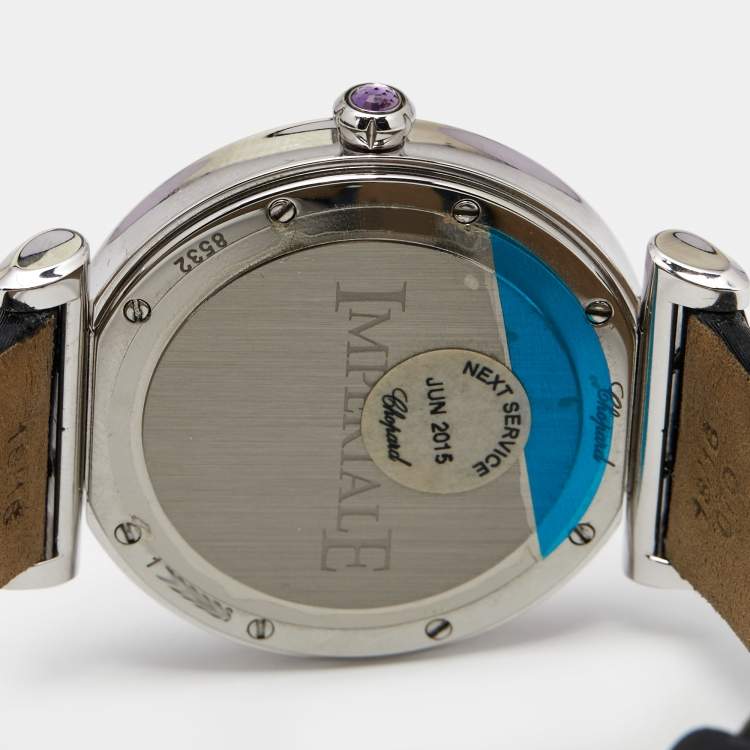 Pre Owned Chopard Silver Stainless Steel Diamond Satin Imperiale 388532-3001 Women's Wristwatch 36 mm