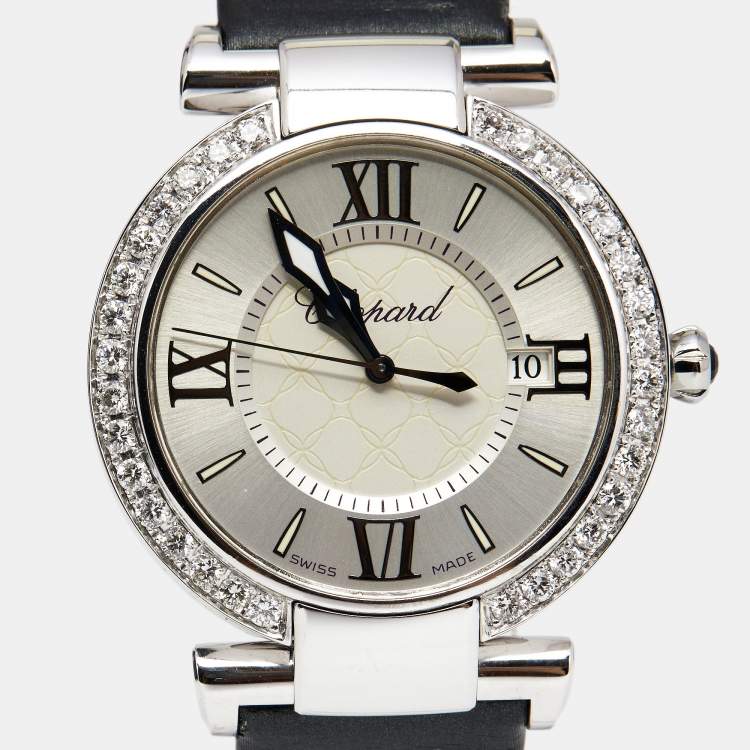 Pre Owned Chopard Silver Stainless Steel Diamond Satin Imperiale 388532-3001 Women's Wristwatch 36 mm