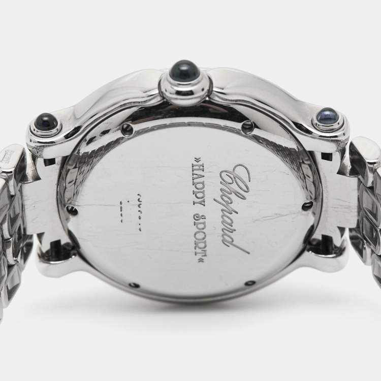 Pre Owned Chopard White Stainless Steel Happy Sport 27/8236-23 Women's Wristwatch 32 mm