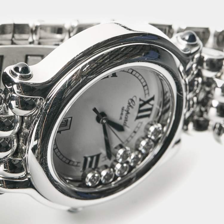 Pre Owned Chopard White Stainless Steel Happy Sport 27/8236-23 Women's Wristwatch 32 mm