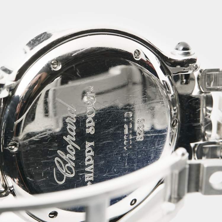 Pre Owned Chopard White Stainless Steel Happy Sport 27/8236-23 Women's Wristwatch 32 mm