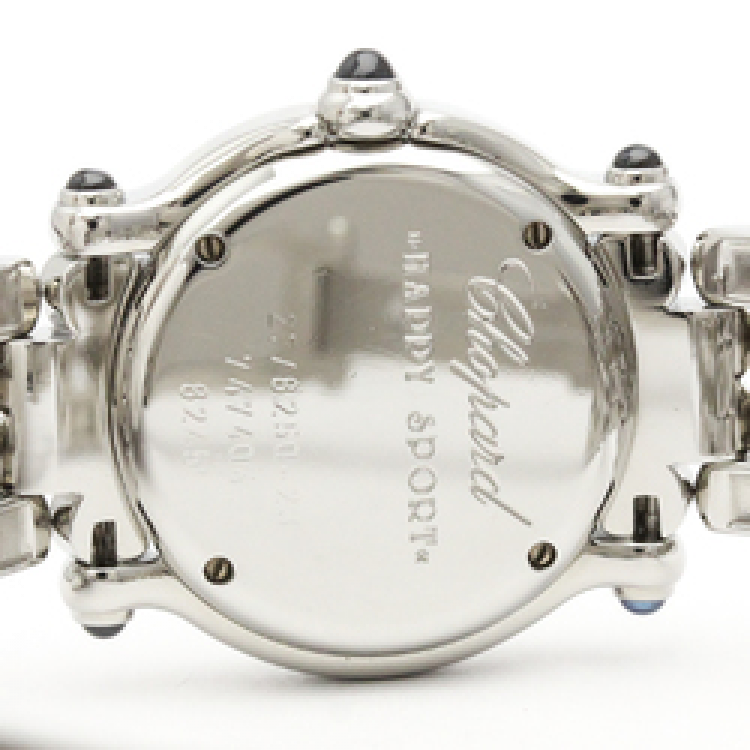 Pre Owned Chopard Pink shell Diamonds Stainless Steel Happy Sport 27/8250-23 Quartz Women's Wristwatch 26 mm