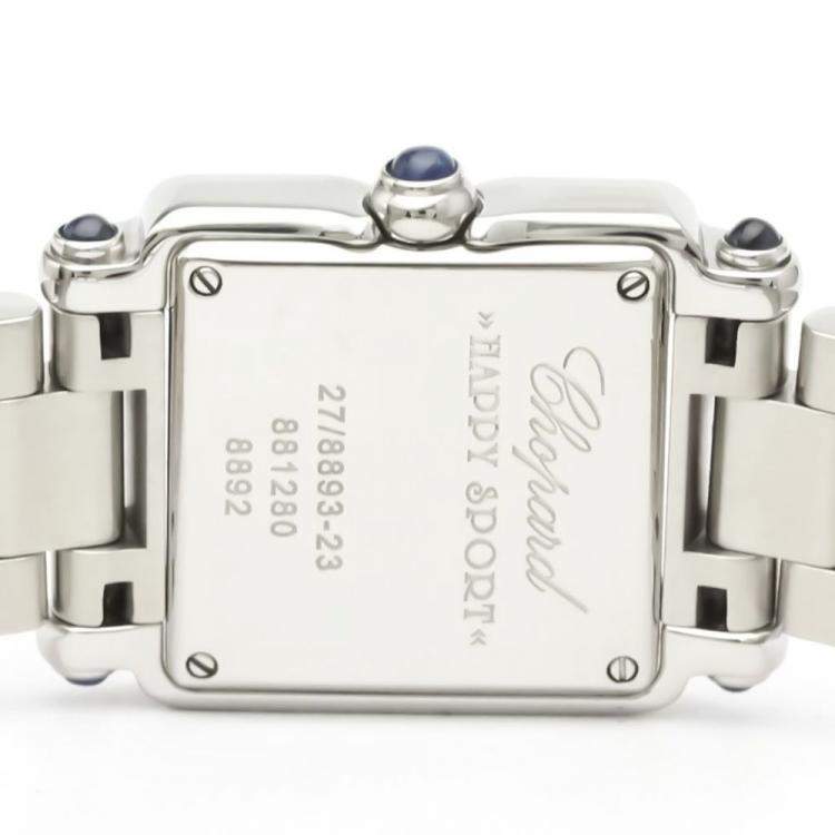 مملوكة مسبقًا Chopard White Diamonds Stainless Steel Happy Sport 27/8893-23 Quartz Women's Wristwatch 23 mm
