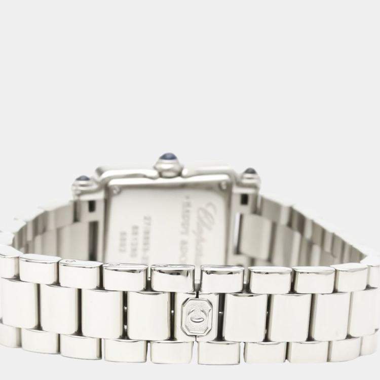مملوكة مسبقًا Chopard White Diamonds Stainless Steel Happy Sport 27/8893-23 Quartz Women's Wristwatch 23 mm