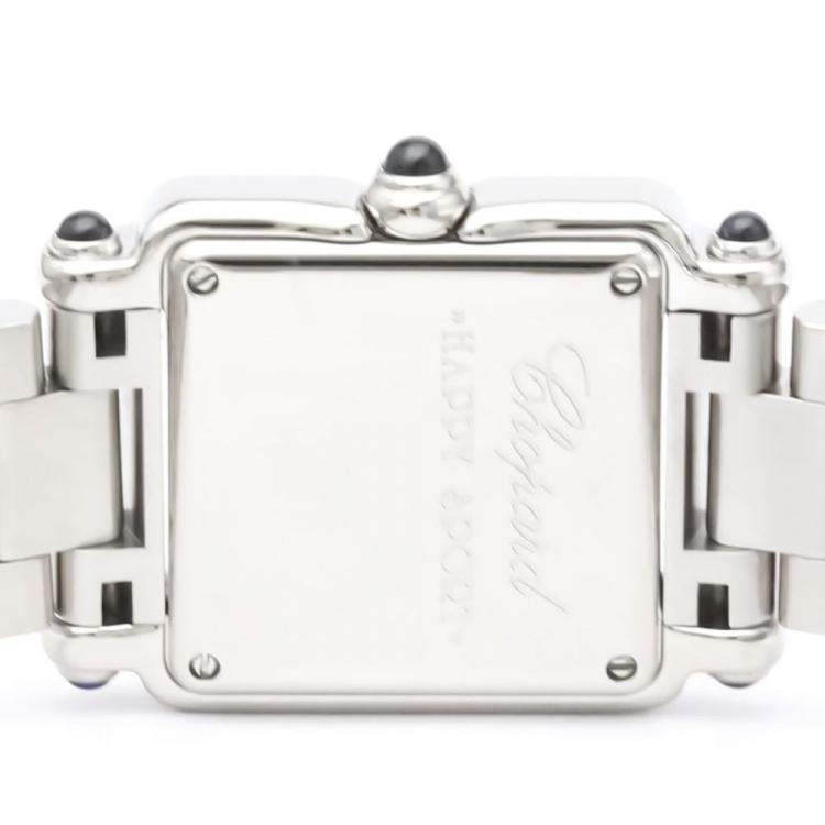 مملوكة مسبقًا Chopard Black Diamond Stainless Steel Happy Sport 27/8893-23 Quartz Women's Wristwatch 23 mm