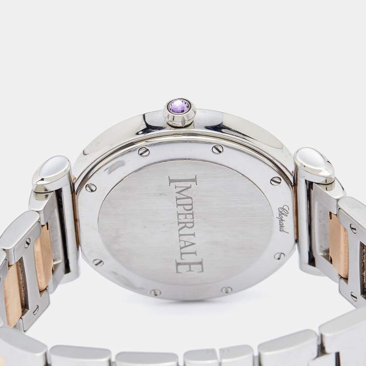 Pre Owned Chopard Silver Mother of Pearl 18K Rose Gold Stainless Steel Imperiale 388532-6001 Women's Wristwatch 36 mm