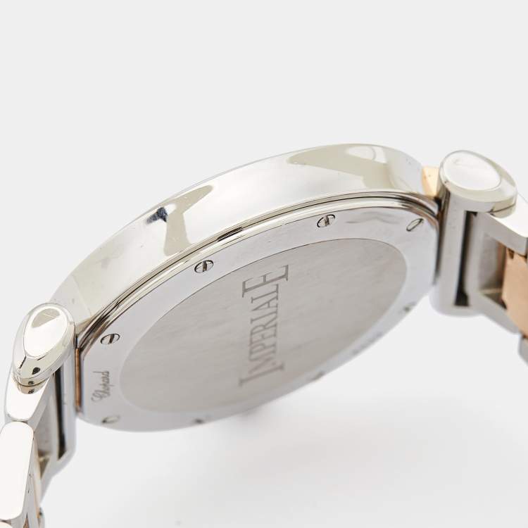 Pre Owned Chopard Silver Mother of Pearl 18K Rose Gold Stainless Steel Imperiale 388532-6001 Women's Wristwatch 36 mm