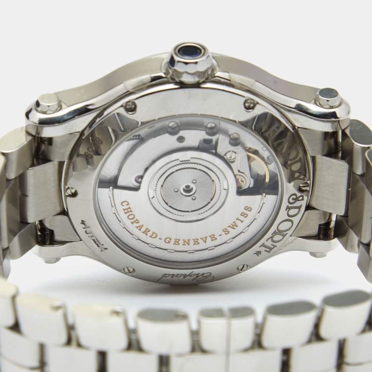 Pre Owned Chopard Pink Stainless Steel Diamond Happy Sport 278559-3025 Women's Wristwatch 36 mm