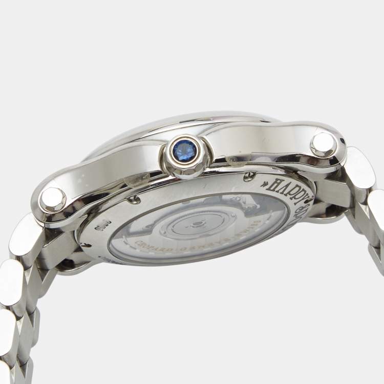 Pre Owned Chopard Pink Stainless Steel Diamond Happy Sport 278559-3025 Women's Wristwatch 36 mm