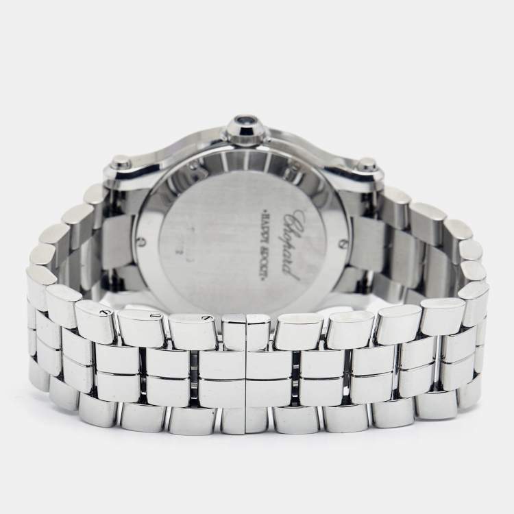 Pre Owned Chopard White Diamond Stainless Steel Happy Sport 278582-3002 Women's Wristwatch 36 mm