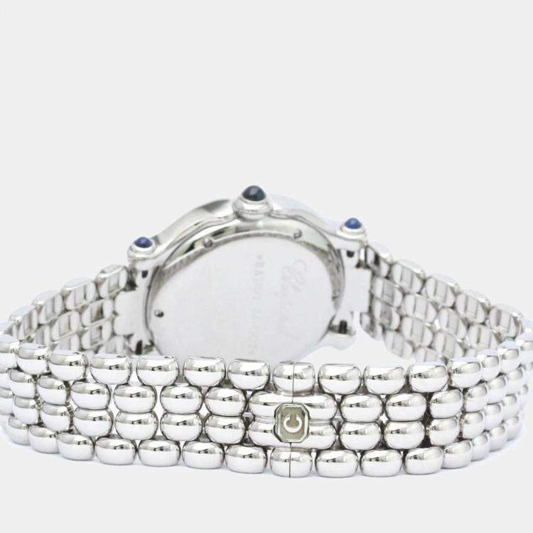 Pre Owned Chopard White Stainless Steel Happy Sport 27/8236-23 Women's Wristwatch 32 mm