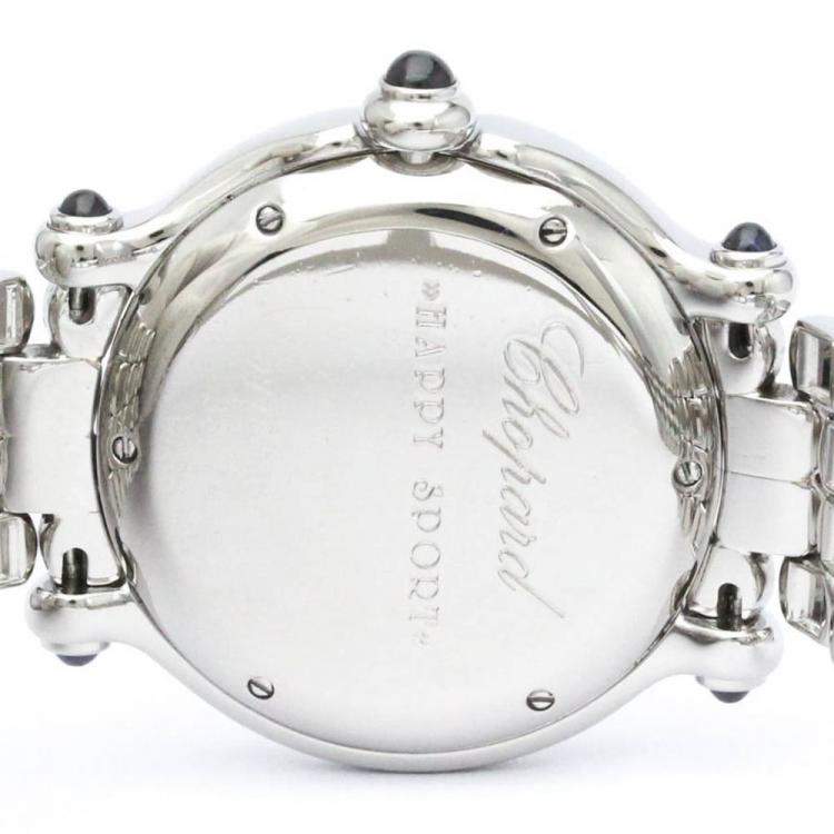 Pre Owned Chopard White Stainless Steel Happy Sport 27/8236-23 Women's Wristwatch 32 mm