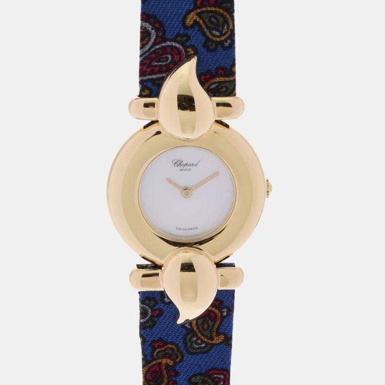 Chopard White 18K Yellow Gold Casmir Women s Wristwatch 23 mm Chopard The Luxury Closet