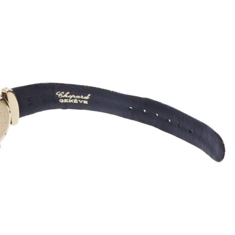 Pre Owned Chopard White 18K Yellow Gold Casmir Women's Wristwatch 23 mm