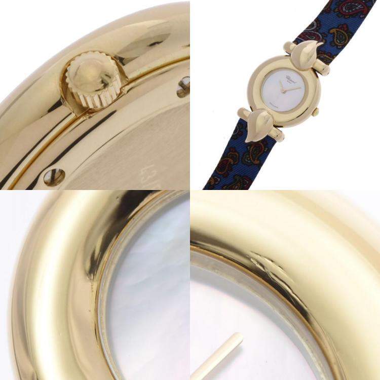 Pre Owned Chopard White 18K Yellow Gold Casmir Women's Wristwatch 23 mm