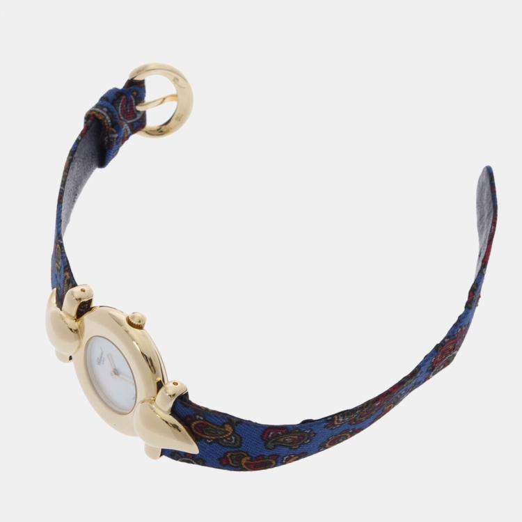 Pre Owned Chopard White 18K Yellow Gold Casmir Women's Wristwatch 23 mm