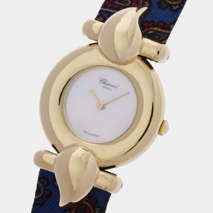 Chopard White 18K Yellow Gold Casmir Women s Wristwatch 23 mm