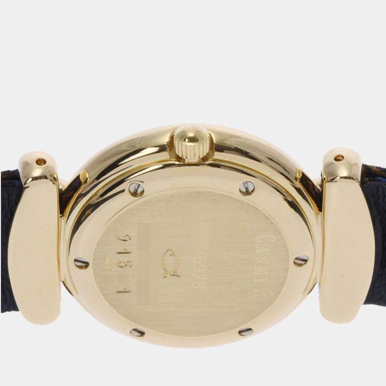 Pre Owned Chopard White 18K Yellow Gold Casmir Women's Wristwatch 23 mm