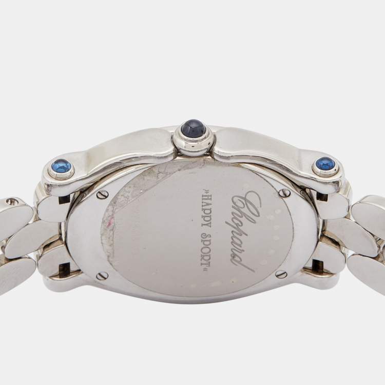 Pre Owned Chopard Mother of Pearl Diamond Stainless Steel Happy Sport 27/8418-23 Women's Wristwatch 30 mm 
